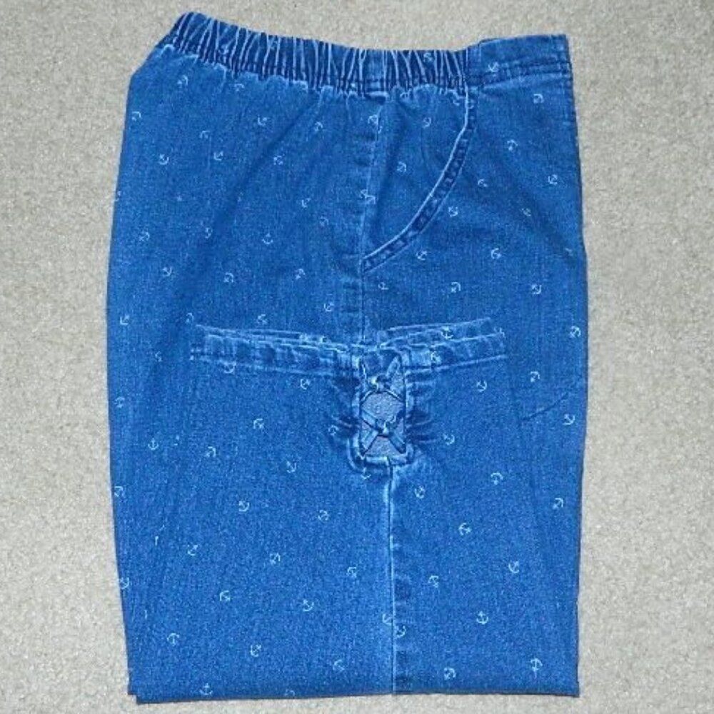 Croft & Barrow Womens Pull On Capris Skimmer Blue Denim Pants Size Medium - Picture 5 of 11